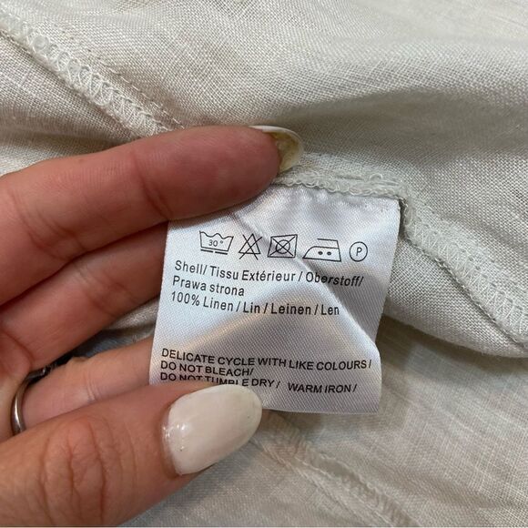 Malvin Brand Linen Tunic Blouse Oatmeal Grey Size 8 Long Sleeves - Picture 8 of 10